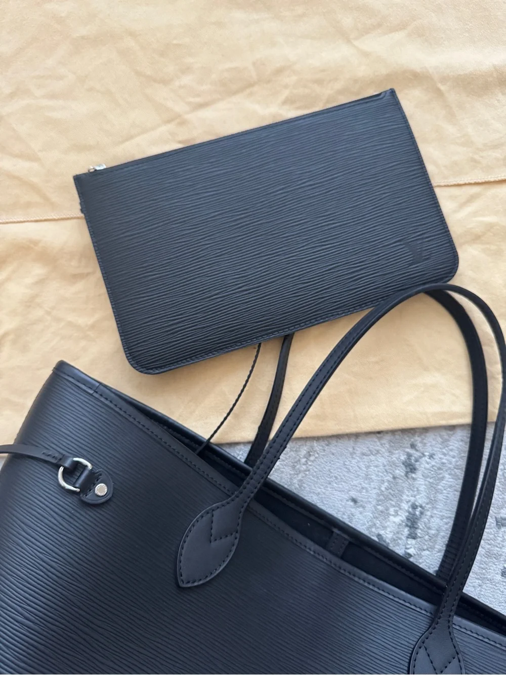 Louis Vuitton Black Epi Neverfull Tote